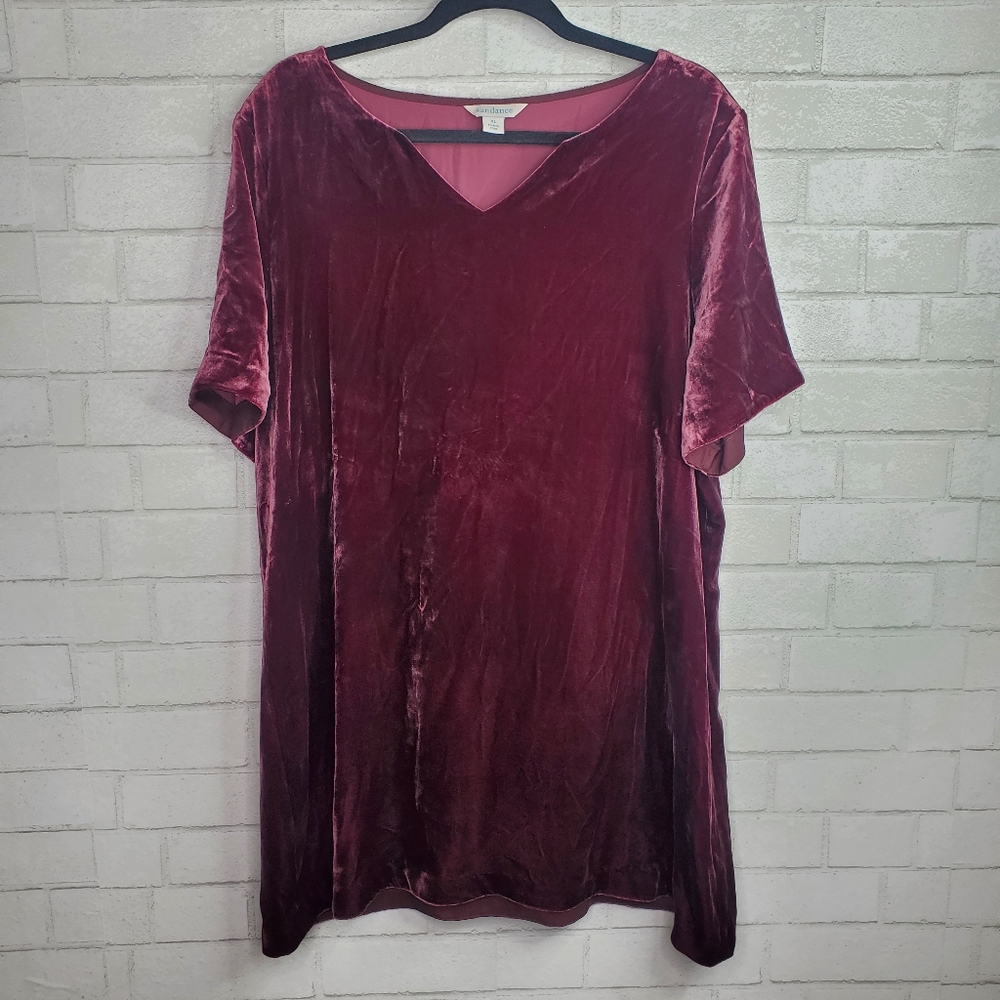 Sundance Cranberry Red Crushed Velvet Tunic Dress